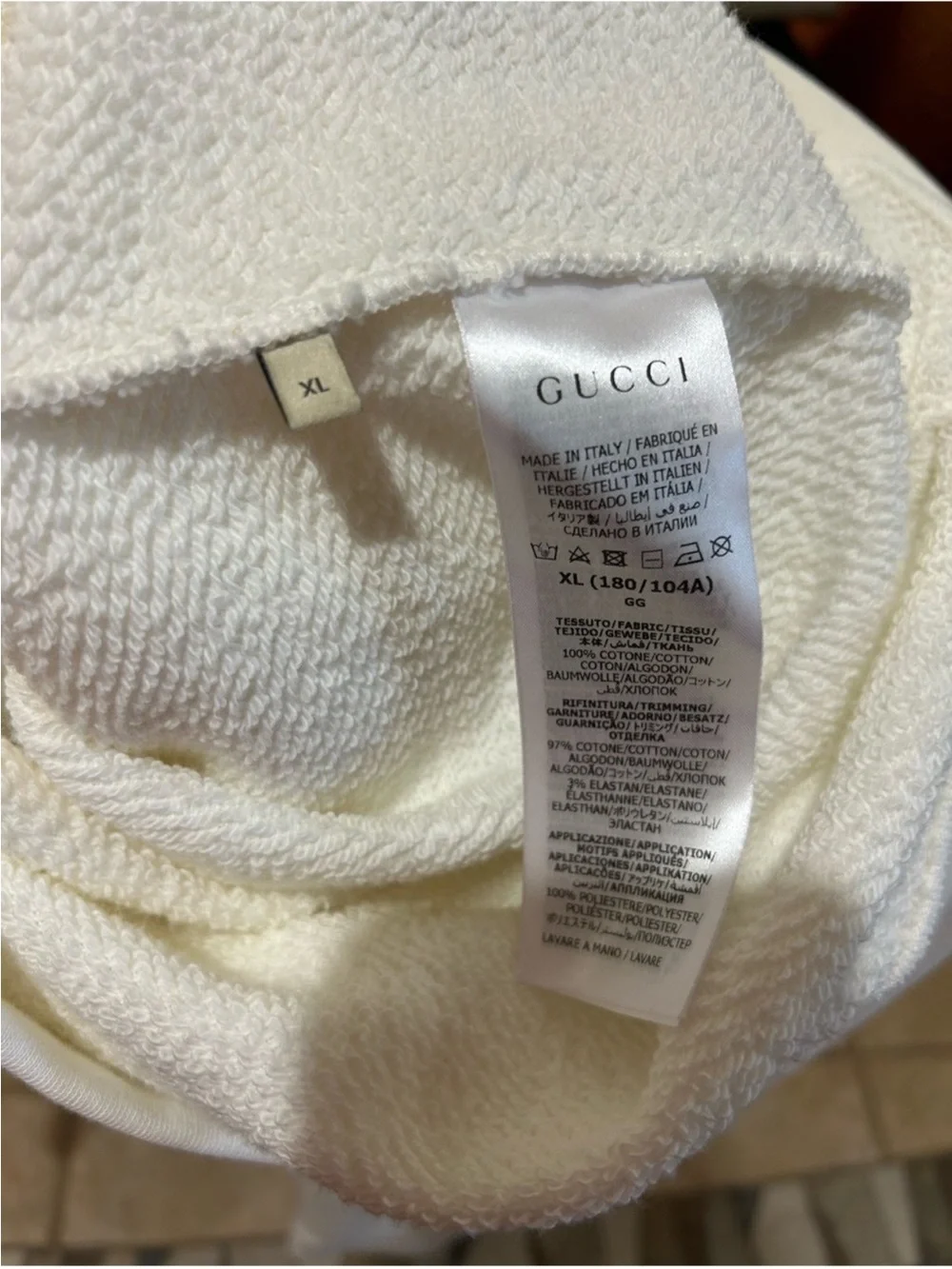 Men’s Gucci embroidered interlocking G cotton hoodie size XL made in Italy